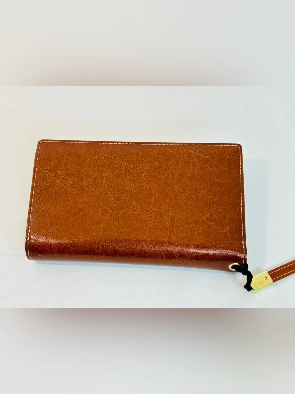 FUNTOR Women's Big Fat RFID Blocking Brown Leather Zip Around Wallet